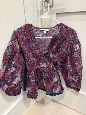 Kika Vargas x Target Floral Wrap Peplum Blouse in Deep Magenta